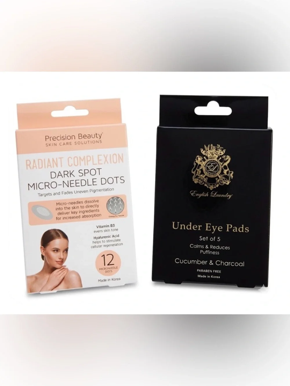 K-Beauty Bundle: Precision Beauty Microneedle Dots & English Laundry Eye Pads - Picture 1 of 3